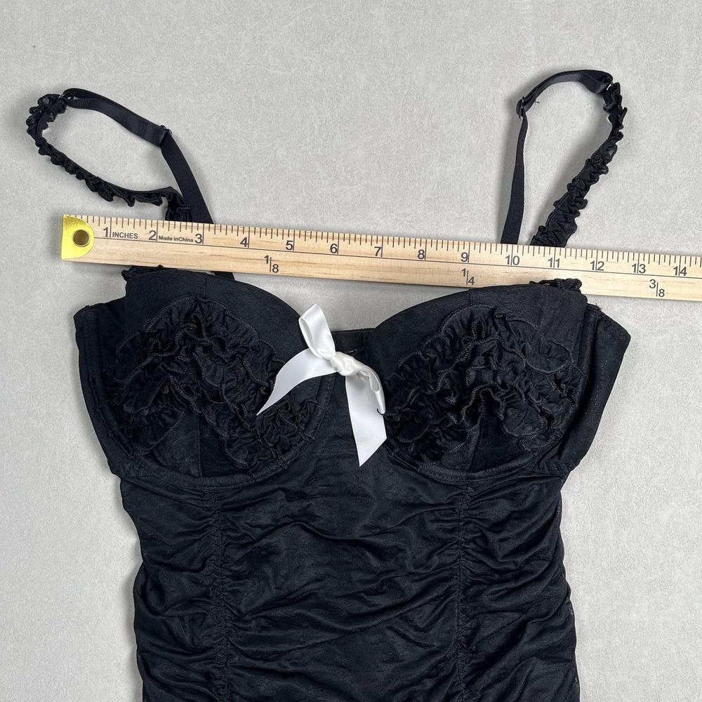 Victoria's Secret Sexy Little Things Women's Black Ruched Lingerie Garter Sz 34D - Picture 7 of 9